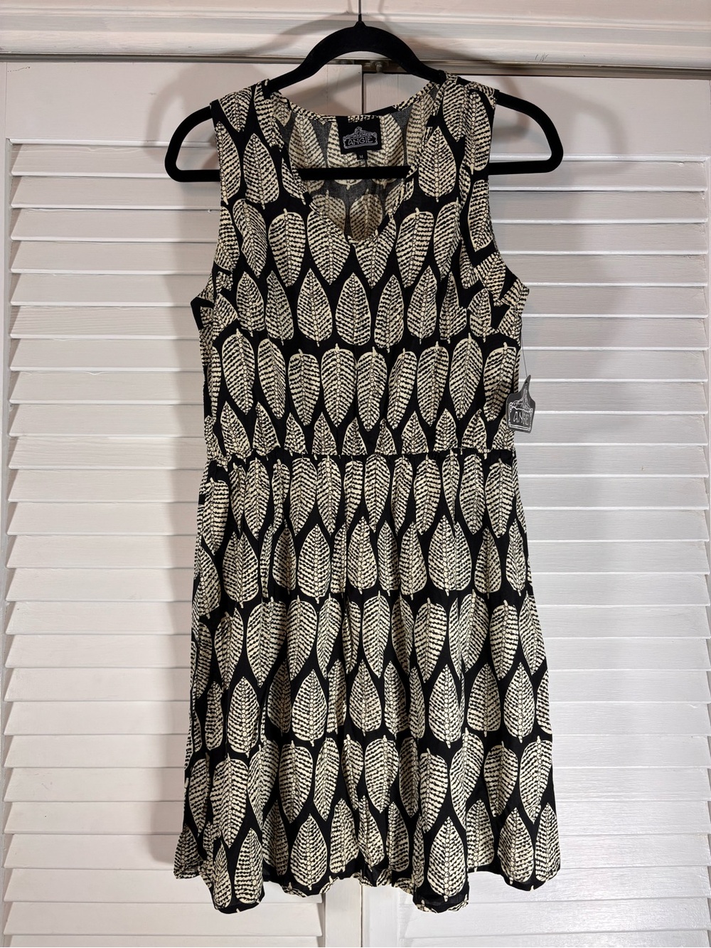 Angie Peyton Sleeveless Leaf Print Mini Dress Boho Medium New